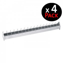 4 Stück Futtertröge aus Metall für Hühner | Gitter von 100x10x13 cm | Anti-Sitzsystem | Ideal für 24 Hühner