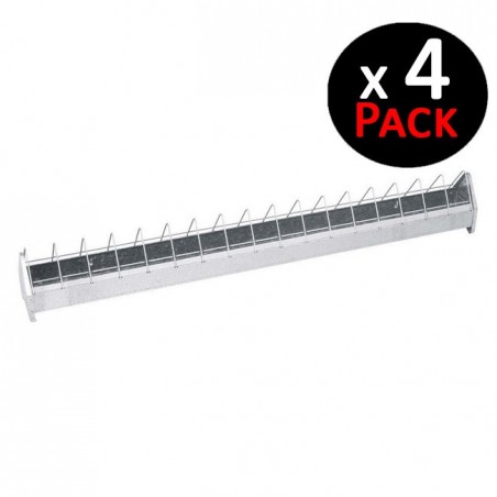 Mangeoire métallique pour poules à larges mailles, 1 mètre. Lot de 4 unités.