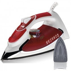 Steam iron 2200W, red ceramic coated soleplate