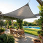Store voile d'ombrage carré 3,6x3,6 m imperméable, polyester 165 gr/m2 UV pour jardin, en polyester imperméable