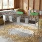 Rabbit cage 4 compartments plastic floor 200 x 62 x 99 cm equipped with hoppers and drinkers