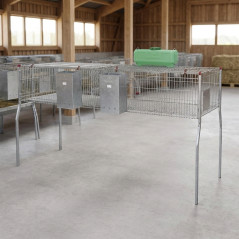 Jaula para conejos 2 departamentos suelo metal 200 x 62 x 99 cm equipada con tolvas y bebederos