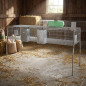 Rabbit cage 2 departments metal floor 200 x 62 x 99 cm equipped with hoppers and waterers