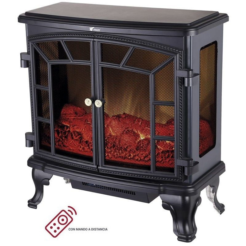 Chimenea electrica 1000W - 2000W con efecto llama, termostato y temporizador, 70x36x66 cm, negro Chimenea electrica 1000W - 2000W con efecto llama, termostato y temporizador, 70x36x66 cm, negro