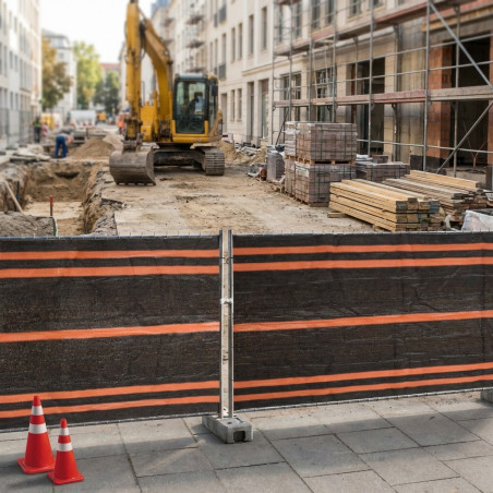 Maille de dissimulation de construction, 1,95 x 3,65 m, noir/orange 90 gr. Pour délimiter et restreindre les zones de travail
