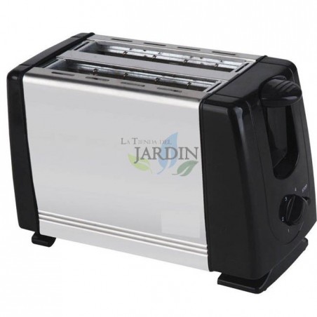 Grille-pain automatique 750W inox Thulos, Toaster compact 2 fente jusqu'à 2 tranches, Grille-pain électrique