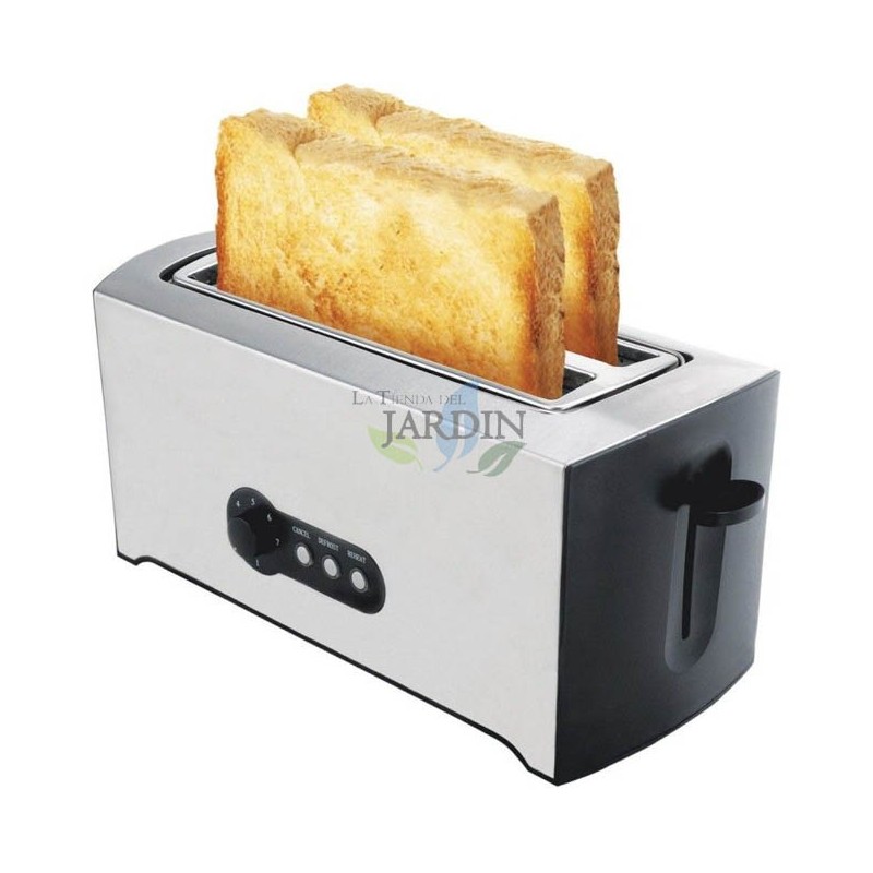 Grille-pain automatique 1600W inox Thulos, Toaster compact 2 fente jusqu'à 2 tranches, Grille-pain électrique