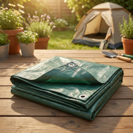 Voile d'ombrag vert renforcé 2,85 x 4,9 mètres 120 gr/m2 avec œillets, Toile Protection Solaire