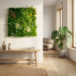 Mur Végétal Artificiel Brise-Vue Verdissement Balcon Clôture de Jardin, avec Treillis, Feuilles de Jungle, 100 x 100 cm
