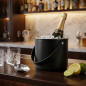 Balde de gelo de aço inoxidável preto Moon - 4L - Alças de couro - Design elegante