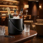 Balde de gelo de aço inoxidável preto Moon - 4L - Alças de couro - Design elegante