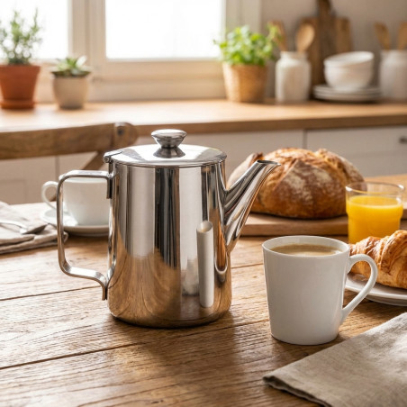 Cafetera Clasica Inoxidable Lacor | Cafetera 2 Litros | Permite preparar Te Café Leche Chocolate Leche Infusiones