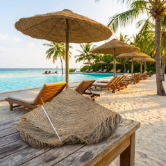 Ombrellone in sparto da 2,4 m per giardino, piscina e spiaggia | Schermatura naturale