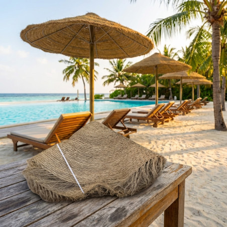 Ombrellone in sparto da 2,4 m per giardino, piscina e spiaggia | Schermatura naturale