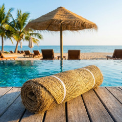 Ombrellone in sparto da 1,9 m per giardino, piscina e spiaggia | Schermatura naturale