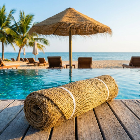 Ombrellone in sparto da 1,9 m per giardino, piscina e spiaggia | Schermatura naturale