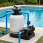 Monoblocos com filtro injetado. Válvula superior de 6000 l/h ou 400 mm com alavanca de 6 posições e bomba de 0,4 HP.