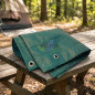 Green reinforced awning 3.85 x 5.9 meters 80 gr/m2 with eyelets