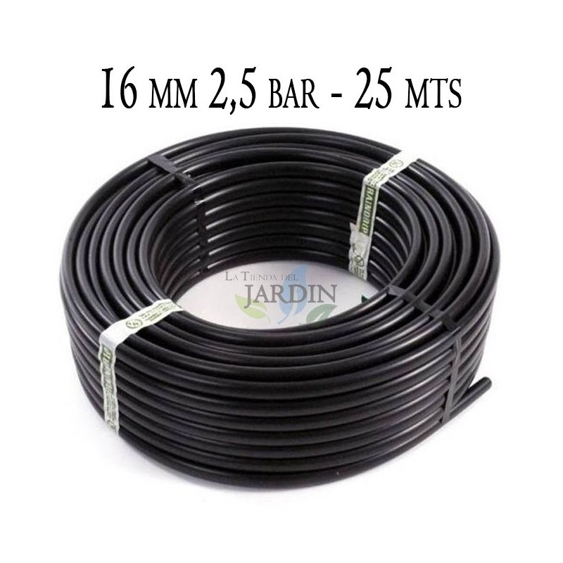 Tuyau PE agricole 16mm 2,5 bar 25m sans goutteurs, , Tuyau d'arrosage PE noir