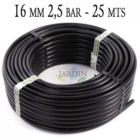 Tuyau PE agricole 16mm 2,5 bar 25m sans goutteurs, , Tuyau d'arrosage PE noir