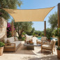 Toldo quadrado de poliéster, 5 x 5 m, areia 165 gr/m2 UV para jardim
