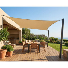 Toldo Impermeable Vela | Rectangula Beige | 3x4Metros |150GrM2 | UV |Jardín | Cuerdas |