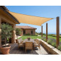 Waterproof rectangular beige sail awning 3 x 4 meters, 150 gr/m2 UV for garden with ropes