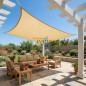 Beige square sun shade sail 5 x 5 meters, 150 gr/m2 UV for garden with ropes