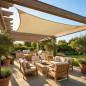Toldo Impermeable Exterior Beige | Toldo Vela de Sombra Cuadrado 3,6x3,6 m | Toldos para Patio Exterior Jardin UV