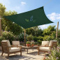 Green square shade sail 3.6 x 3.6 meters, 150 gr/m2 UV for garden with ropes