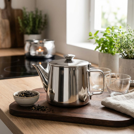 Lacor 1L Stainless Steel Teapot | Stainless Steel Teapot with Integrated Filter | Kettle for Tea and Infusions