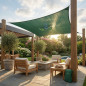 Green square shade sail 3.6 x 3.6 meters, 150 gr/m2 UV for garden with ropes