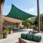Green square shade sail 5 x 5 meters, 150 gr/m2 UV for garden with ropes