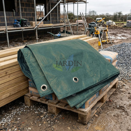 Store voile d'ombrage, Auvent de jardin vert renforcé 5 x 8 mètres 90 gr/m2 avec œillets