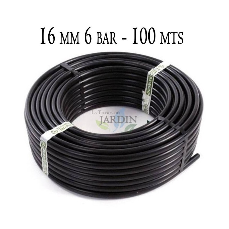 Tuyau polyéthylène agricole 16mm 6 bar 100m noir, Tuyau d'arrosage PE sans goutteurs