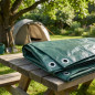 Store voile d'ombrage, Auvent de jardin vert renforcé 3 x 5 mètres 90 gr/m2 avec œillets