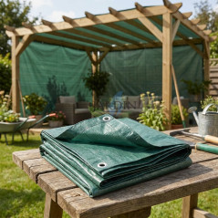 Toldo reforzado verde 3 x 4 metros 90 gr/m2 con ojales