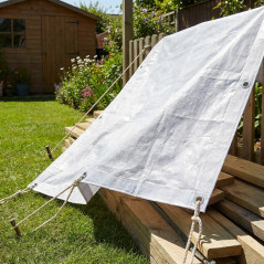 Tenda rinforzata bianca 6 x 10 metri 90 gr/m2 con occhielli