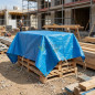 Blue reinforced awning 6 x 10 meters 90 gr/m2 with eyelets