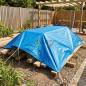 Tenda rinforzata blu 5 x 8 metri 90 gr/m2 con occhielli