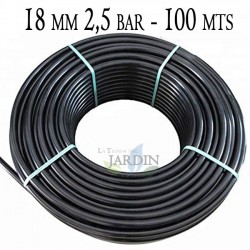 Tuyau d'arrosage PE 18mm 100m, 2.5 bar, polyéthylène agricole 18 mm noir