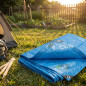Blue reinforced awning 3 x 5 meters 90 gr/m2 with eyelets