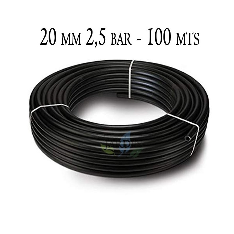 Tuyau d'arrosage PE 20mm 100m, 2.5 bar, polyéthylène agricole 20 mm noir