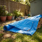 Blue reinforced awning 3 x 4 meters 90 gr/m2 with eyelets