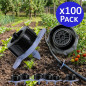 Pack of 100 detachable irrigation drippers, 8 liters/hour, turbulent flow, ideal for efficient irrigation in gardens and crops