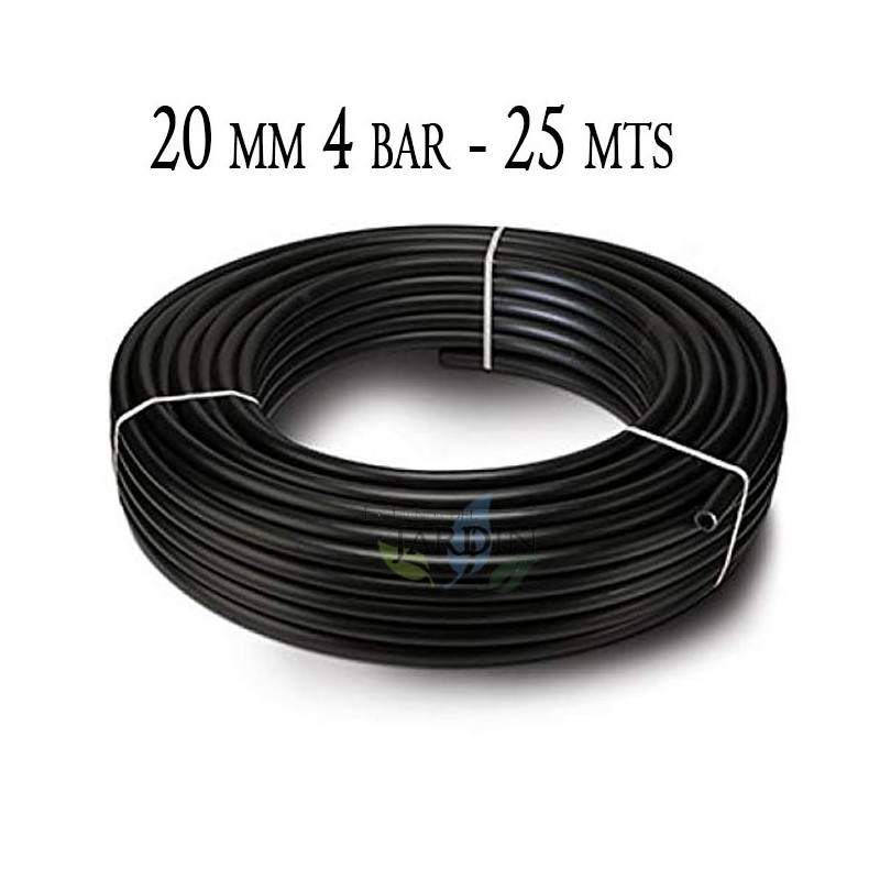 Tuyau d'arrosage PE 20mm 25m, 4 bar, polyéthylène agricole 20 mm noir