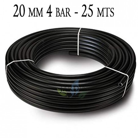 Tuyau d'arrosage PE 20mm 25m, 4 bar, polyéthylène agricole 20 mm noir