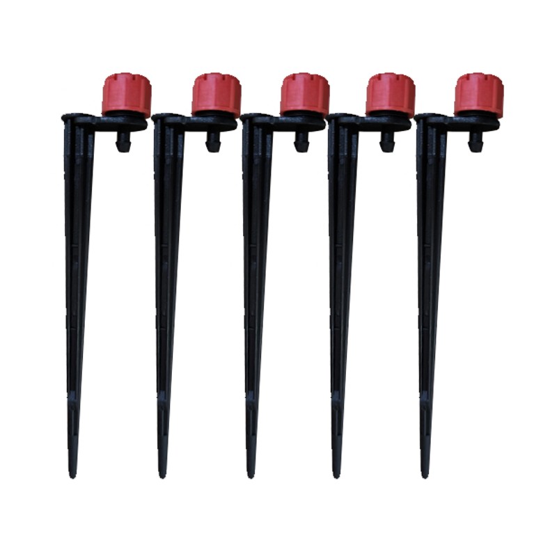 Pack 100 Gotero regulable 0 a 50 litros con estaca para riego por goteo de macetas, Aspersores regulables Pack 100 Gotero regulable 0 a 50 litros con estaca para riego por goteo de macetas, Aspersores regulables