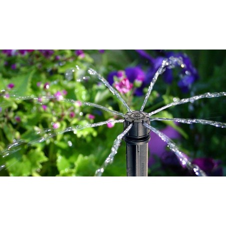 100 x Gocciolatori regolabili 0-50 L/h con picchetto per irrigazione a goccia di vasi di fiori, irrigatori regolabili