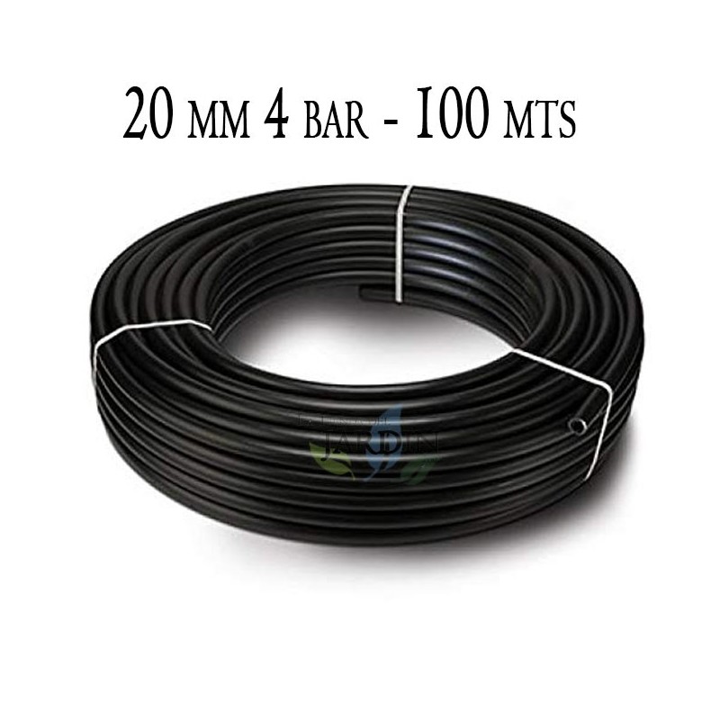 Tuyau d'arrosage PE 20mm 100m, 4 bar, polyéthylène agricole 20 mm noir